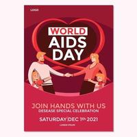 World AIDS Day Poster Concept with Happy Family  Background vector