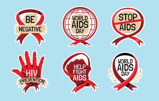 World AIDS Day Sticker Collection Concept vector