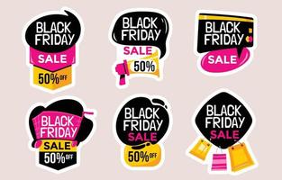 Black Friday Sale Concept Sticker Set vector