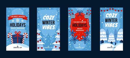Cool Snowy Winter Holiday Forest Landscape vector
