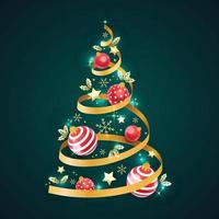 Ribbon Christmas Tree with Ornaments vector