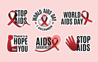 World Aids Day Sticker Collection vector