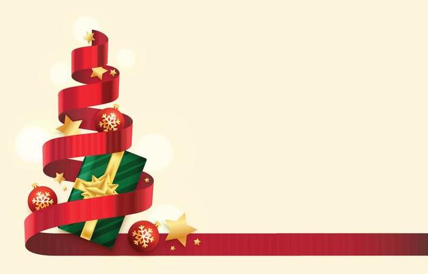 Gold ribbon christmas gift Royalty Free Vector Image