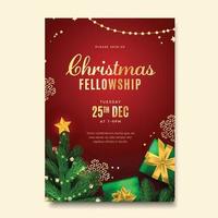 Red Realistic Christmas Fellowship Poster vector