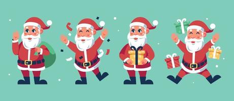 feliz juego de caracteres de santa claus vector