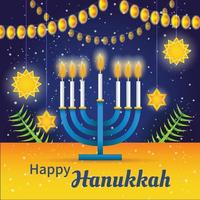 Happy Hanukkah with Candle Background Template vector