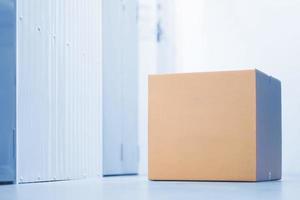 Cardboard box in storage room photo