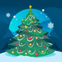 Festive Christmas Tree in the Christmas Eve vector