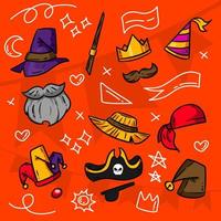Cartoon Costume Party Stickers vector