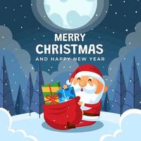 Santa Claus in the Christmas Night vector