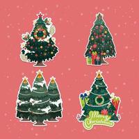 Christmas Tree Sticker Concept vector