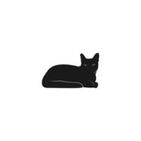 vector de gato negro en fondo blanco