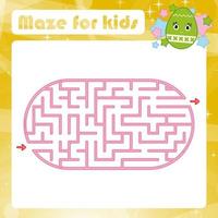 Color oval labyrinth. Kids worksheets. Activity page. Game puzzle for children. Cute cartoon egg. Holiday Easter. Maze conundrum. Vector illustration. With place for your image.