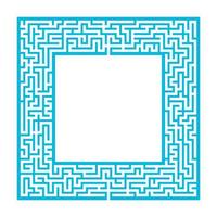 Sophisticated color square maze frame. Game for kids and adults. Puzzle for children. One entrance, one exit. Labyrinth conundrum. Flat vector illustration. With place for your image.