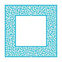 Sophisticated color square maze frame. Game for kids and adults. Puzzle for children. One entrance, one exit. Labyrinth conundrum. Flat vector illustration. With place for your image.