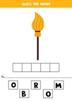 Spelling game for kids. Cute cartoon broom. vector