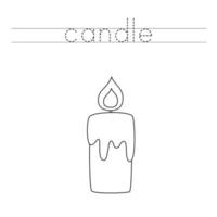 Trace the letters and color candle. Handwriting practice for kids. vector