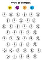 Color letters of alphabet according to the example. Math game for children. vector