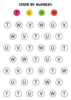 Color letters of alphabet according to the example. Math game for children. vector