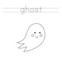 Trace the letters and color ghost. Handwriting practice for kids. vector