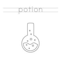 Trace the letters and color potion. Handwriting practice for kids. vector