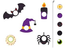 Cut and glue parts of Halloween elements. vector