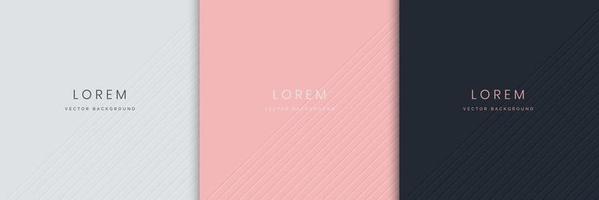 Set of abstract grey, pink, dark blue, stripe diagonal lines light background. vector