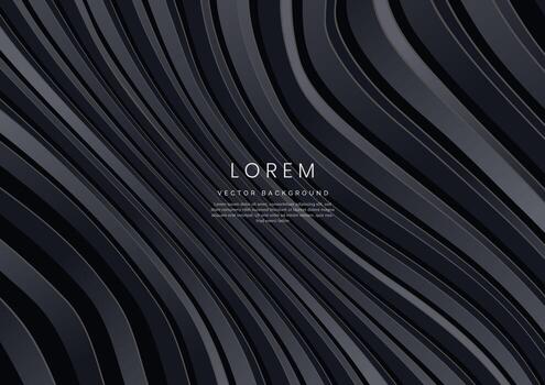 Patrón de líneas curvas de onda abstracta sobre fondo oscuro y textura. vector