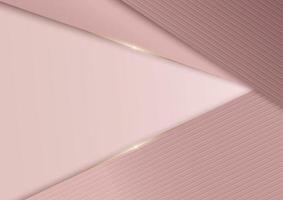 Abstract template rose gold triangles diagonal background with golden line. vector