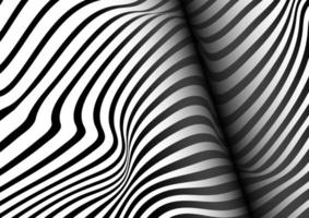 Abstract striped wave with shadow background. vector