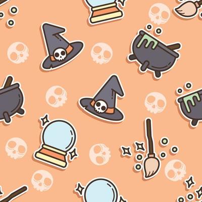 Seamless pattern witch in Halloween day