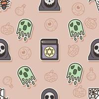 Seamless pattern devil and ghost in Halloween day vector