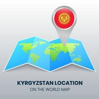 icono de ubicación de Kirguistán en el mapa mundial, icono de pin redondo de Kirguistán