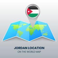 icono de ubicación de Jordania en el mapa mundial, icono de pin redondo de Jordania vector