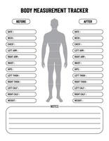 Body Measurement Tracker for Men, Weight Loss Tracker vector