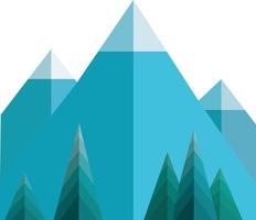 blue mountain and trees drawing. Minimalistic mountains in geometric style vector