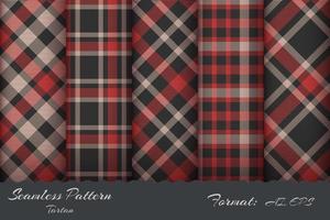 Set Retro Tartan Seamless Pattern