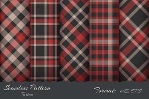 Set Retro Tartan Seamless Pattern vector