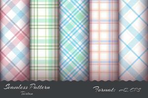 Set seamless pattern retro tartan vector