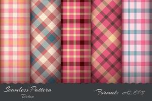 Set Retro Tartan Seamless Pattern. vector