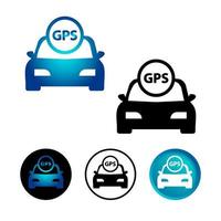 Abstract Car With GPS Icon Set vector