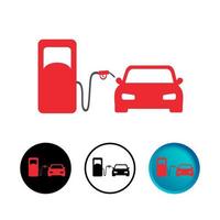 Abstract Car at Gas Station Icon Set vector