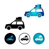 Abstract Car With Luggage Icon Set vector