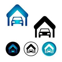 Abstract Car in Home Icon Set vector