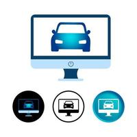 Abstract Car on Computer Monitor Icon Set vector