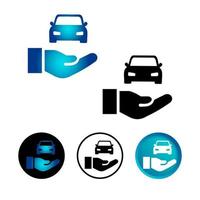 Abstract Hand Holding Car Icon Set vector