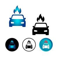 Abstract Car on Fire Icon Set vector