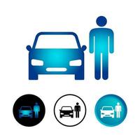 Abstract Man With Car Icon Set vector