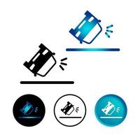 Abstract Overturned Car Icon Set vector