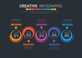 Plantilla de diseño infográfico con opción de números 5. vector